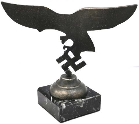 WW2 GERMAN NAZI LUFTWAFFE nsdap hitler DESKTOP STATUE podium REICH EAGLE & SWASTIKA