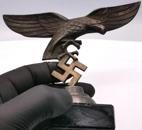 WW2 GERMAN NAZI LUFTWAFFE nsdap hitler DESKTOP STATUE podium REICH EAGLE & SWASTIKA