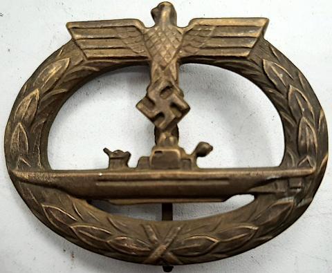 WW2 GERMAN NAZI NAVY KRIEGSMARINE U BOAT SUBMARINE WARFARE BADGE MEDAL AWARD RARE