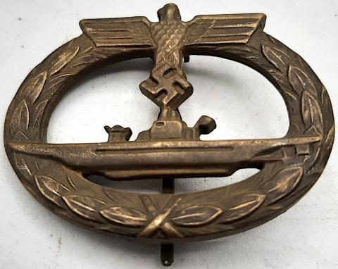 WW2 GERMAN NAZI NAVY KRIEGSMARINE U BOAT SUBMARINE WARFARE BADGE MEDAL AWARD RARE