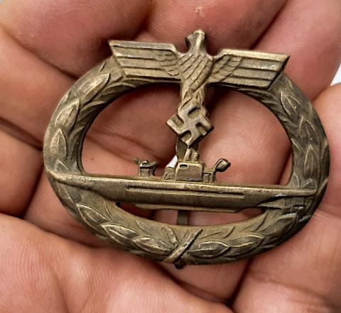 WW2 GERMAN NAZI NAVY KRIEGSMARINE U BOAT SUBMARINE WARFARE BADGE MEDAL AWARD RARE