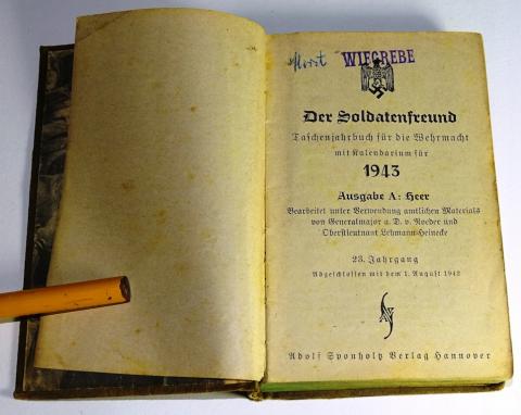 WW2 GERMAN NAZI ORIGINAL SALE 1943 WEHRMACHT SS SA NSKK SOLDIER PERSONAL BOOK WITH STAMPS