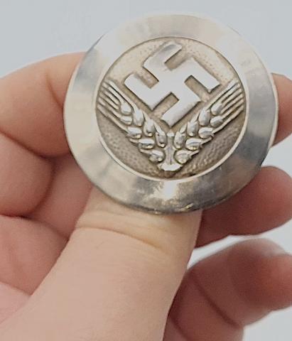 WW2 GERMAN NAZI NICE THIRD REICH RAD WORKERS SILVER SWASTIKA PIN MARKED
