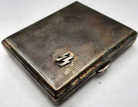 WW2 GERMAN NAZI NICE WAFFEN SS CIGARETTE TOBACCO METAL CASE  STAMPED RZM