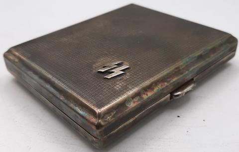 WW2 GERMAN NAZI NICE WAFFEN SS CIGARETTE TOBACCO METAL CASE  STAMPED RZM