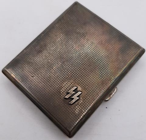 WW2 GERMAN NAZI NICE WAFFEN SS CIGARETTE TOBACCO METAL CASE  STAMPED RZM