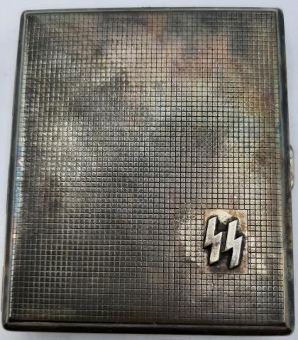 WW2 GERMAN NAZI NICE WAFFEN SS CIGARETTE TOBACCO METAL CASE  STAMPED RZM