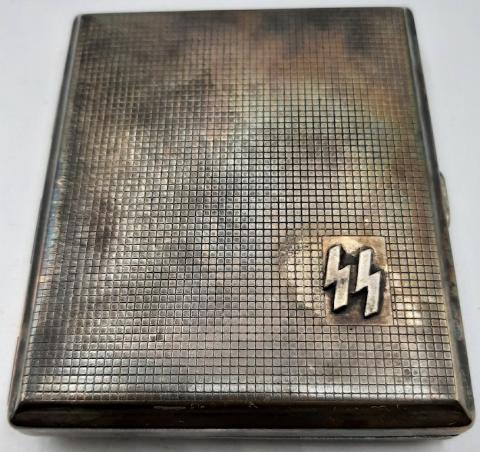 WW2 GERMAN NAZI NICE WAFFEN SS CIGARETTE TOBACCO METAL CASE  STAMPED RZM