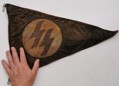 WW2 GERMAN NAZI WAFFEN SS CAR PENNANT FLAG ALLGEMEINE TOTENKOPF ORIGINAL WWII