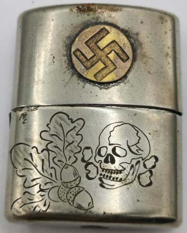 WW2 GERMAN NAZI ORIGINAL FIELD GEAR WAFFEN SS TOTENKOPF DIVISION LIGHTER 