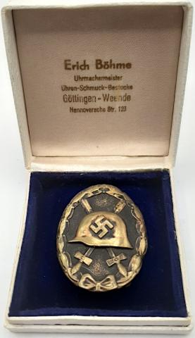 WW2 GERMAN NAZI NICE WOULD BADGE MEDAL AWARD IN ORIGINAL CASE MARKED