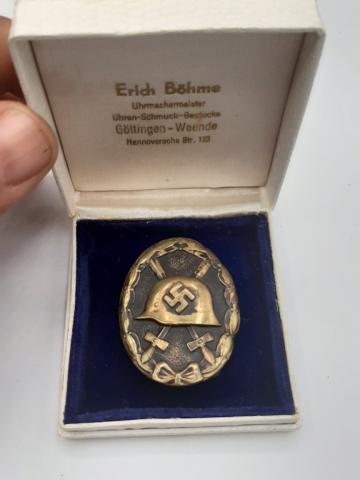 WW2 GERMAN NAZI NICE WOULD BADGE MEDAL AWARD IN ORIGINAL CASE MARKED