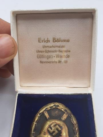 WW2 GERMAN NAZI NICE WOULD BADGE MEDAL AWARD IN ORIGINAL CASE MARKED