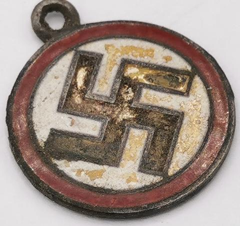 WW2 GERMAN NAZI NSDAP PARTISAN SWASTIKA PENDANT MEDAILLON SILVER 800 MARKED