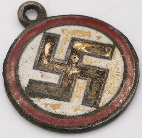 WW2 GERMAN NAZI NSDAP PARTISAN SWASTIKA PENDANT MEDAILLON SILVER 800 MARKED