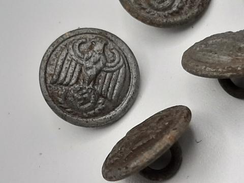 WW2 GERMAN NAZI NSDAP WEHRMACHT COMPLETE SET OF 5 TUNIC BUTTONS WITH REICH EAGLE & SWASTIKA - MARKED