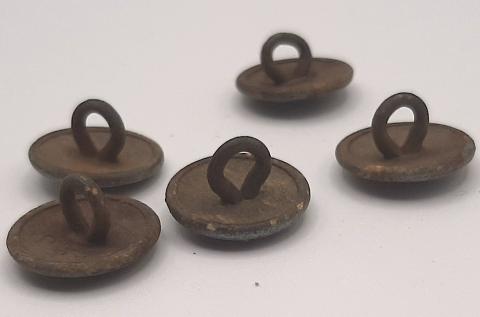 WW2 GERMAN NAZI NSDAP WEHRMACHT COMPLETE SET OF 5 TUNIC BUTTONS WITH REICH EAGLE & SWASTIKA - MARKED