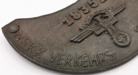 WW2 GERMAN NAZI NSKK N.S.K.K GORGET NO CHAIN BY RZM MARKED