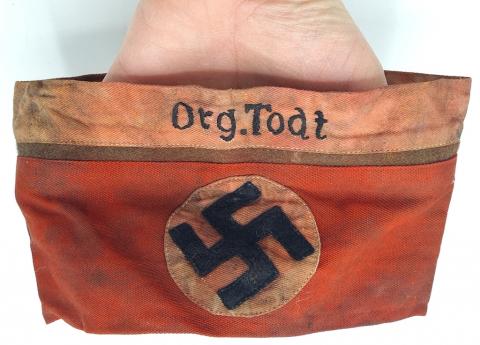 WW2 GERMAN NAZI ORGANIZATION TODT TUNIC REMOVED ARMBAND RUPTURED DUCK ORIGINAL MILITARY DEALER