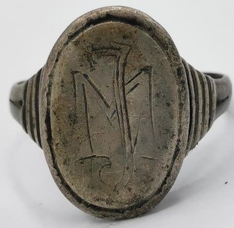 WW2 GERMAN NAZI PERSONAL SOLDIER'S RING WITH INITIALS