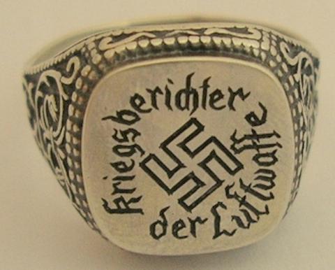 WW2 GERMAN NAZI LUFTWAFFE SILVER 925 GOLD PLATED OFFICER RING ORIGINAL SS SWASTIKA