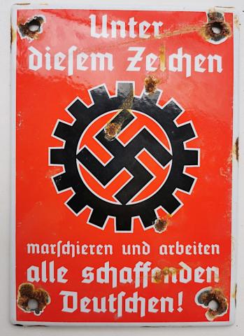 WW2 GERMAN NAZI RAD WALL PANEL SIGN NSDAP SWASTIKA WORKERS ASSOCIATION