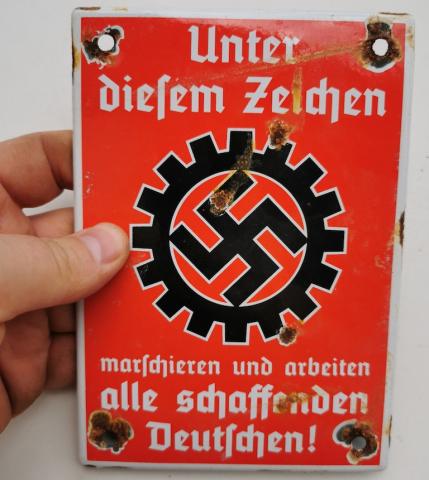 WW2 GERMAN NAZI RAD WALL PANEL SIGN NSDAP SWASTIKA WORKERS ASSOCIATION
