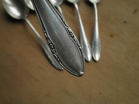 original ADOLF HITLER PERSONAL SPOON FORK KNIFE AH MONOGRAM silverware signature autograf belongings BERGHOF