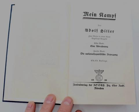 WW2 GERMAN NAZI FOR SALE 1937 NAZI EDITION ADOLF HITLER MEIN KAMPF BOOK HARDCOVER DEDICATION