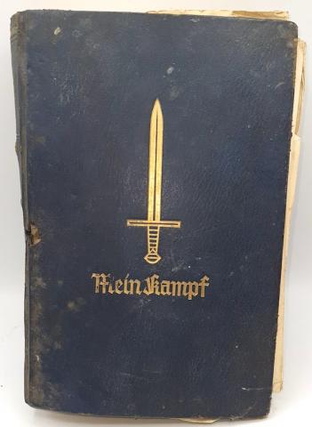 WW2 GERMAN NAZI RARE 1939 LEATHER JUBILEE EDITION ADOLF HITLER MEIN KAMPF BOOK HARDCOVER
