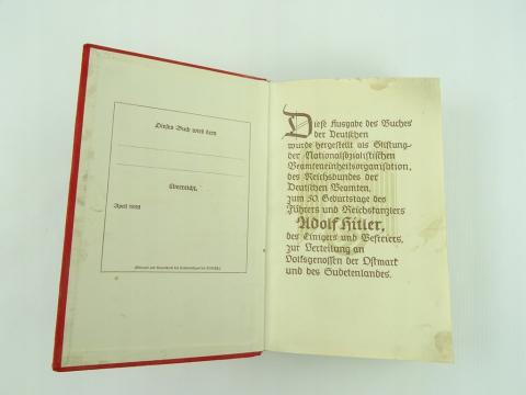 ADOLF HITLER MEIN KAMPF ANNIVERSARY EDITION 1939 book FIRST SIGNED