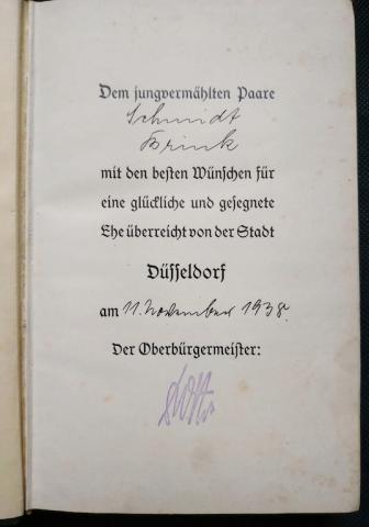 WW2 GERMAN NAZI ADOLF HITLER WEDDING EDITION SIGNATURE DEDICATED MEIN KAMPF BOOK