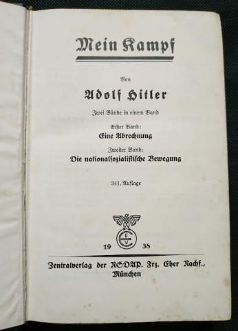 WW2 GERMAN NAZI ADOLF HITLER WEDDING EDITION SIGNATURE DEDICATED MEIN KAMPF BOOK