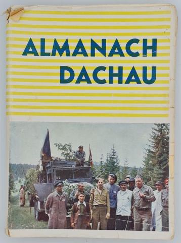 WW2 GERMAN NAZI RARE CONCENTRATION CAMP DACHAU LIBERATION ALMANACH BOOK + DUSTCOVER 1946