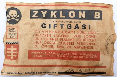 ZYKLON B GAS CANISTER GAZ FOR SALE ORIGINAL CAN TIN LABEL