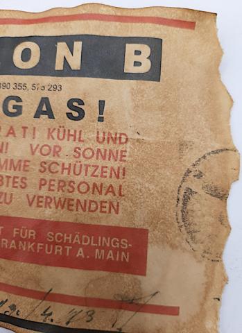ZYKLON B GAS CANISTER GAZ FOR SALE ORIGINAL CAN TIN LABEL
