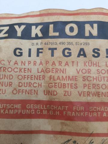 ZYKLON B GAS CANISTER GAZ FOR SALE ORIGINAL CAN TIN LABEL