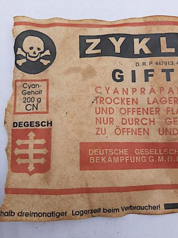 ZYKLON B GAS CANISTER GAZ FOR SALE ORIGINAL CAN TIN LABEL