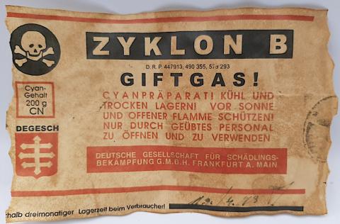 ZYKLON B GAS CANISTER GAZ FOR SALE ORIGINAL CAN TIN LABEL
