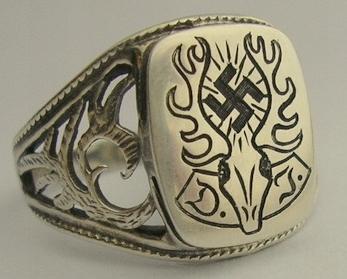 WW2 GERMAN NAZI HERMANN GOERING CARINHALL SILVER RING SWASTIKA ORIGINAL FOR SALE WWII