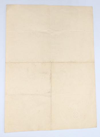 WW2 GERMAN NAZI RARE MOTHER CROSS AWARD DOCUMENT STAMPED AND SIGNED BY ADOLF HITLER SIGNATURE. AUTOGRAPH