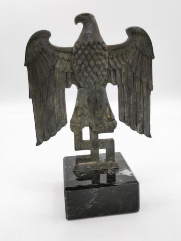 WW2 GERMAN NAZI ORIGINAL NSDAP DESKTOP EAGLE STATUE MARBLE BASE HITLER