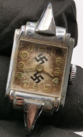 WW2 GERMAN NAZI RARE NSDAP HITLER PARTISAN THIRD REICH SWASTIKA WATCH