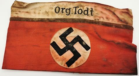 WW2 GERMAN AUTHENTIC MILITARY ORGANIZATION TODT FORCED LABOR TUNIC ARMBAND