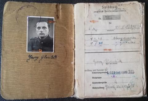 WW2 GERMAN NAZI PANZER GRENADIER SOLDIER SOLDBUCH ID ENTRIES  STAMPS FOR SALE ORIGINAL