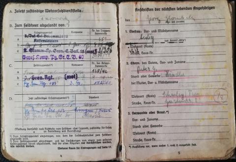 WW2 GERMAN NAZI PANZER GRENADIER SOLDIER SOLDBUCH ID ENTRIES  STAMPS FOR SALE ORIGINAL