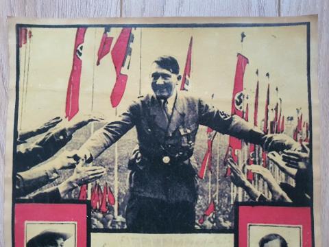 ORIGINAL THIRD REICH NSDAP ADOLF HITLER ELECTION PROPAGANDA POSTER FOR SALE