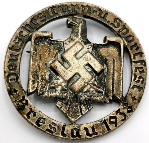 WW2 GERMAN NAZI Sportfest Breslau 1938 badge MEDAL AWARD ROB.NEFF BERLIN WWII SELLER MILITARY