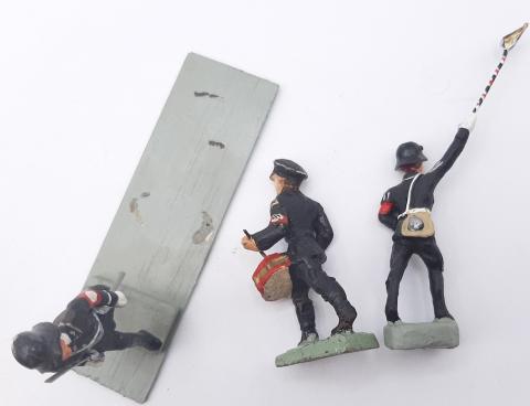 WW2 GERMAN NAZI RARE SS ALLGEMEINE PARADE MUSICAL BAND WOOD SOLDIERS FIGURINE BY LINEOL