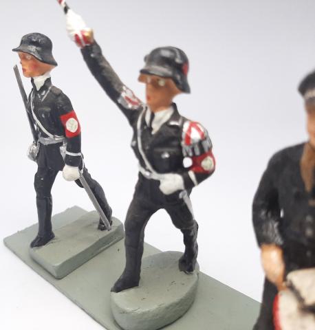 WW2 GERMAN NAZI RARE SS ALLGEMEINE PARADE MUSICAL BAND WOOD SOLDIERS FIGURINE BY LINEOL